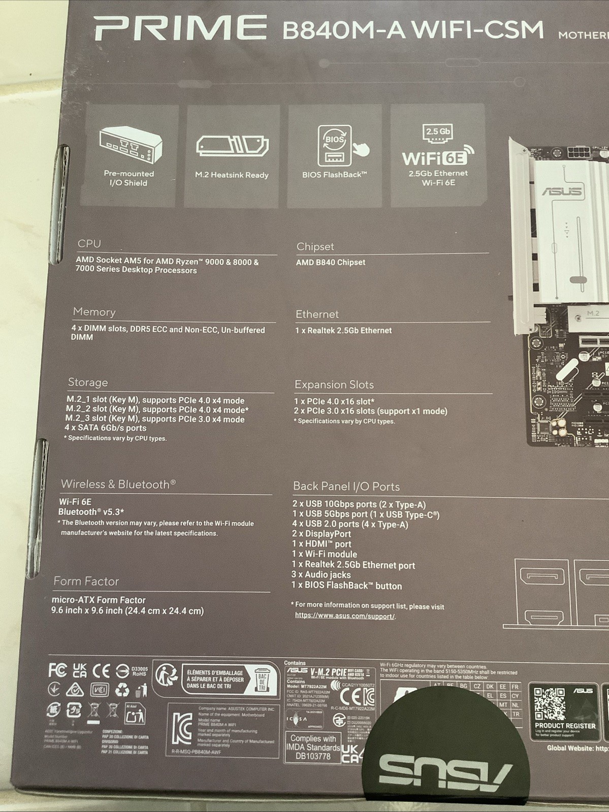 Asus Prime B840M-A WIFI-CSM Gaming Desktop Motherboard PRIME B840M-A WIFI-CSM