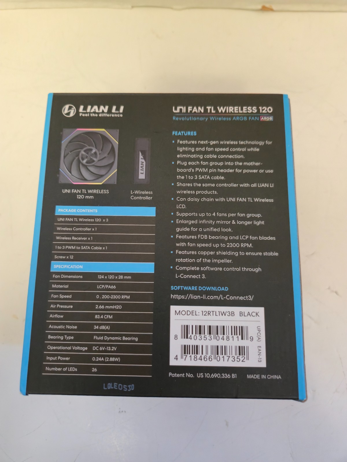 UNTESTED – FANS ONLY – Lian Li TL Wireless 120 Reverse Blade – Black – 3 Pack