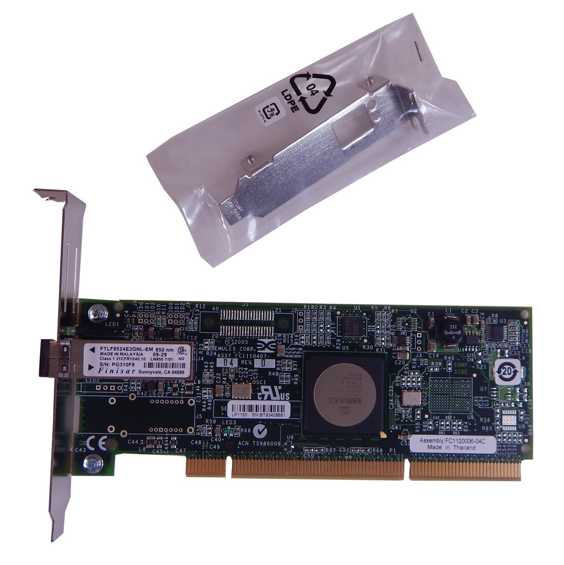 HP FC2143 4Gb 1-Port PCIx AD167A Fiber Channel Adapter, Media, Converter, HBA