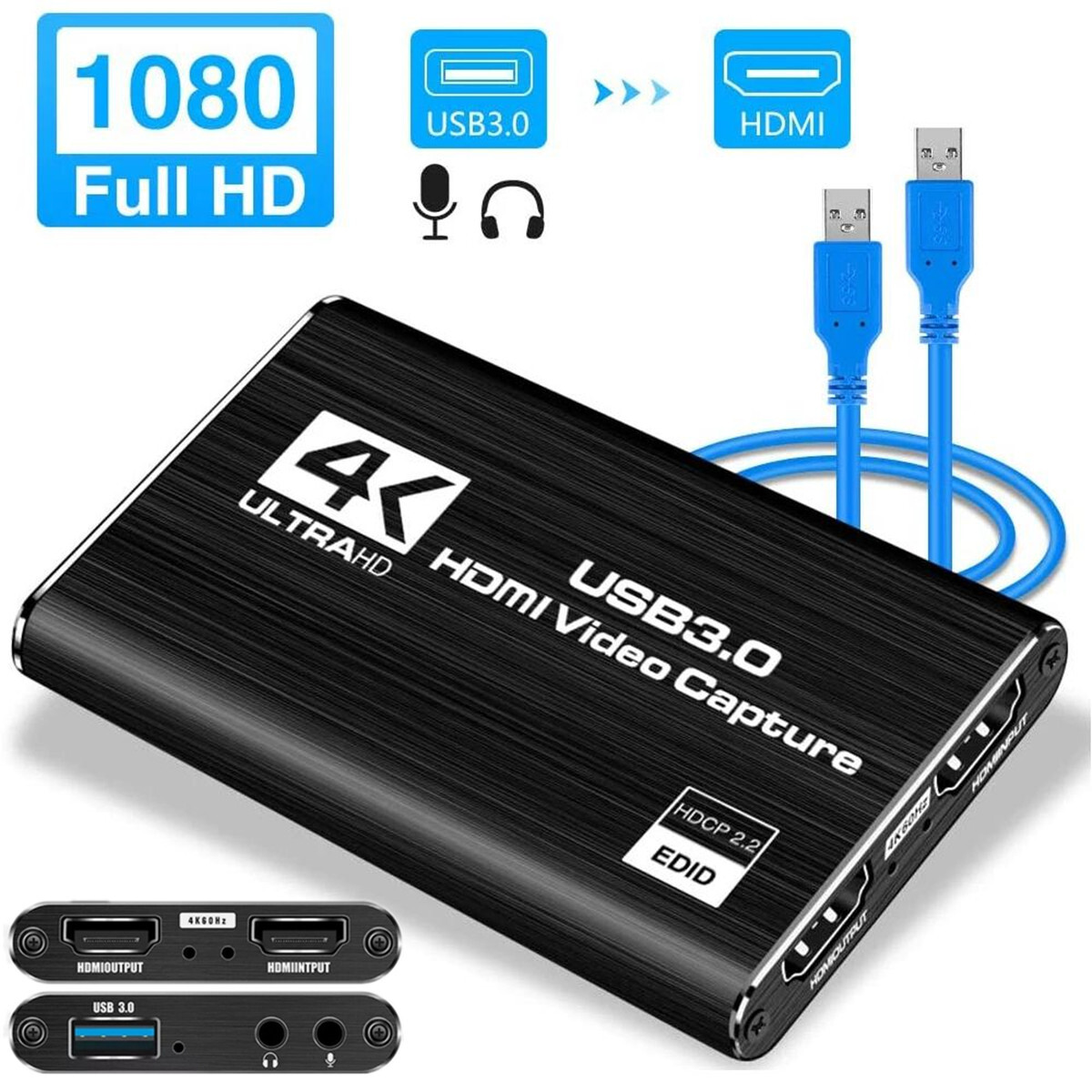 4K Audio Video Capture Card USB 3.0 HDMI Video Capture Device HD Recording Lot