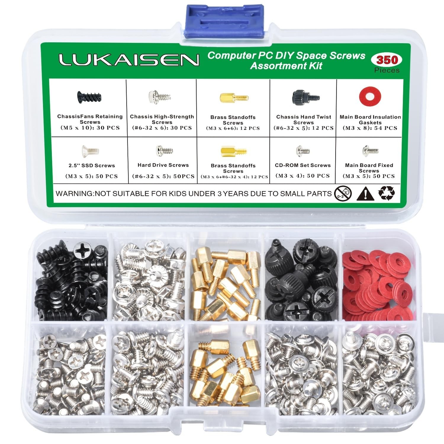 350PCS Computer Screws Motherboard Standoffs Assortment Kit for Universal Mot…