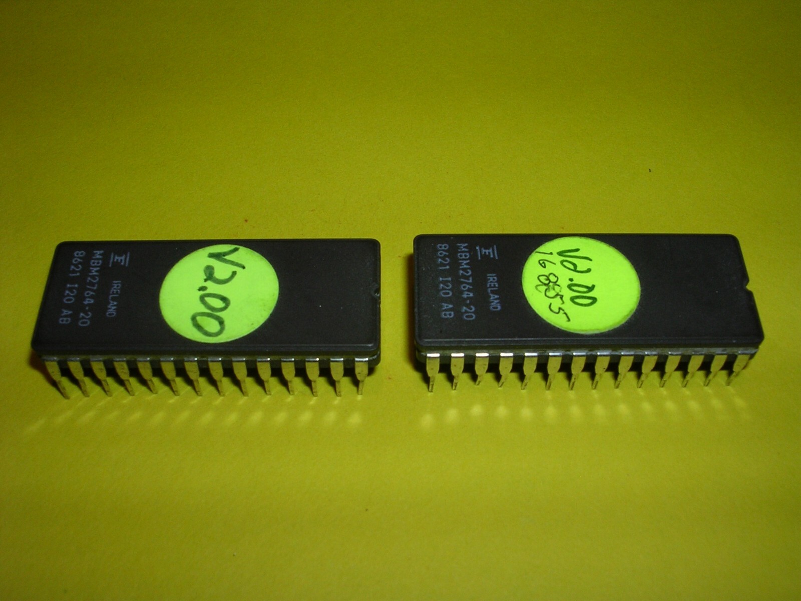 Two (2) Fujitsu MBM2764-20 EPROM Chips (Second Source for Intel 2764, D2764)