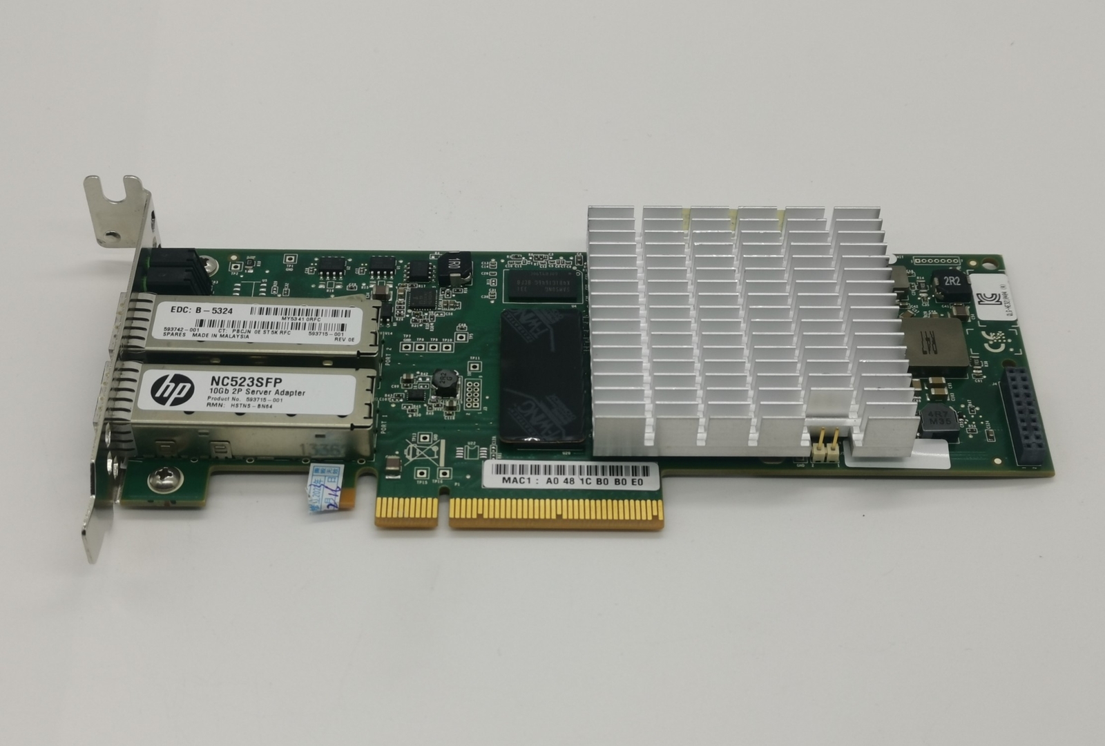 Dual Port 10Gb Ethernet 10GbE SFP+ PCI-E NIC Network HP NC523SFP QLE3242-HP