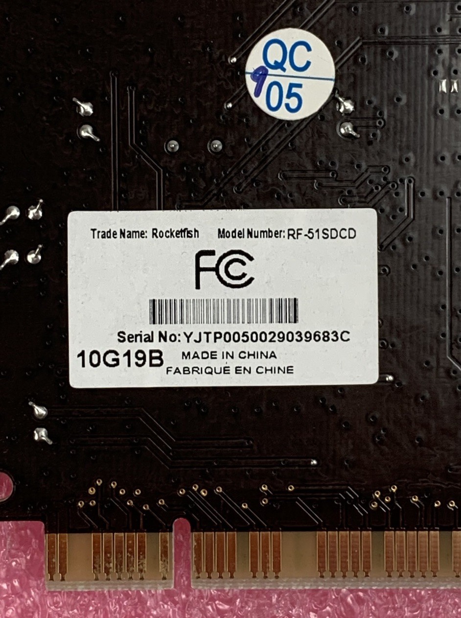 Rocketfish RF-51SDCD Surround Sound Audio Card