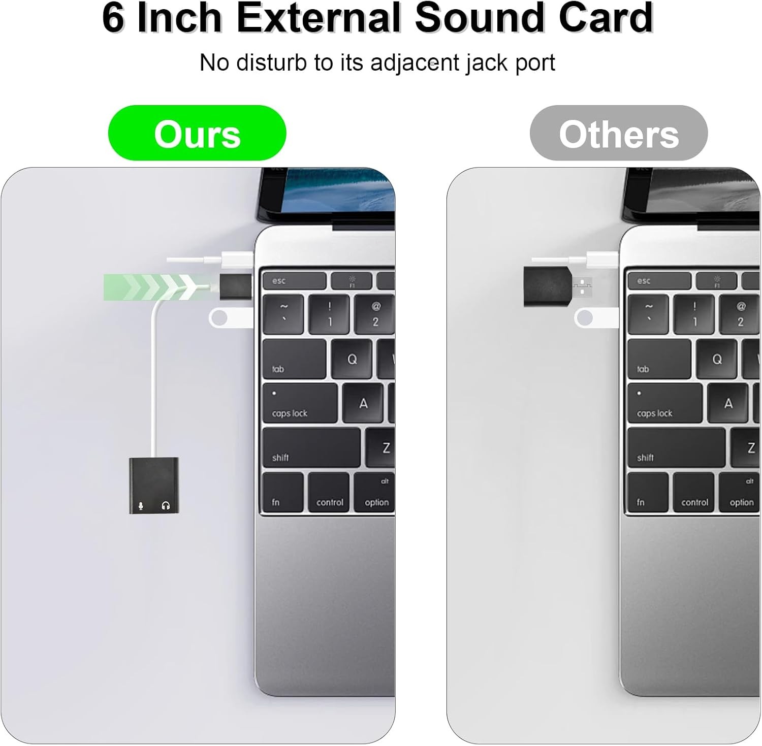USB Audio Adapter External Sound Card 3.5mm Mic Headphone for PC Laptop
