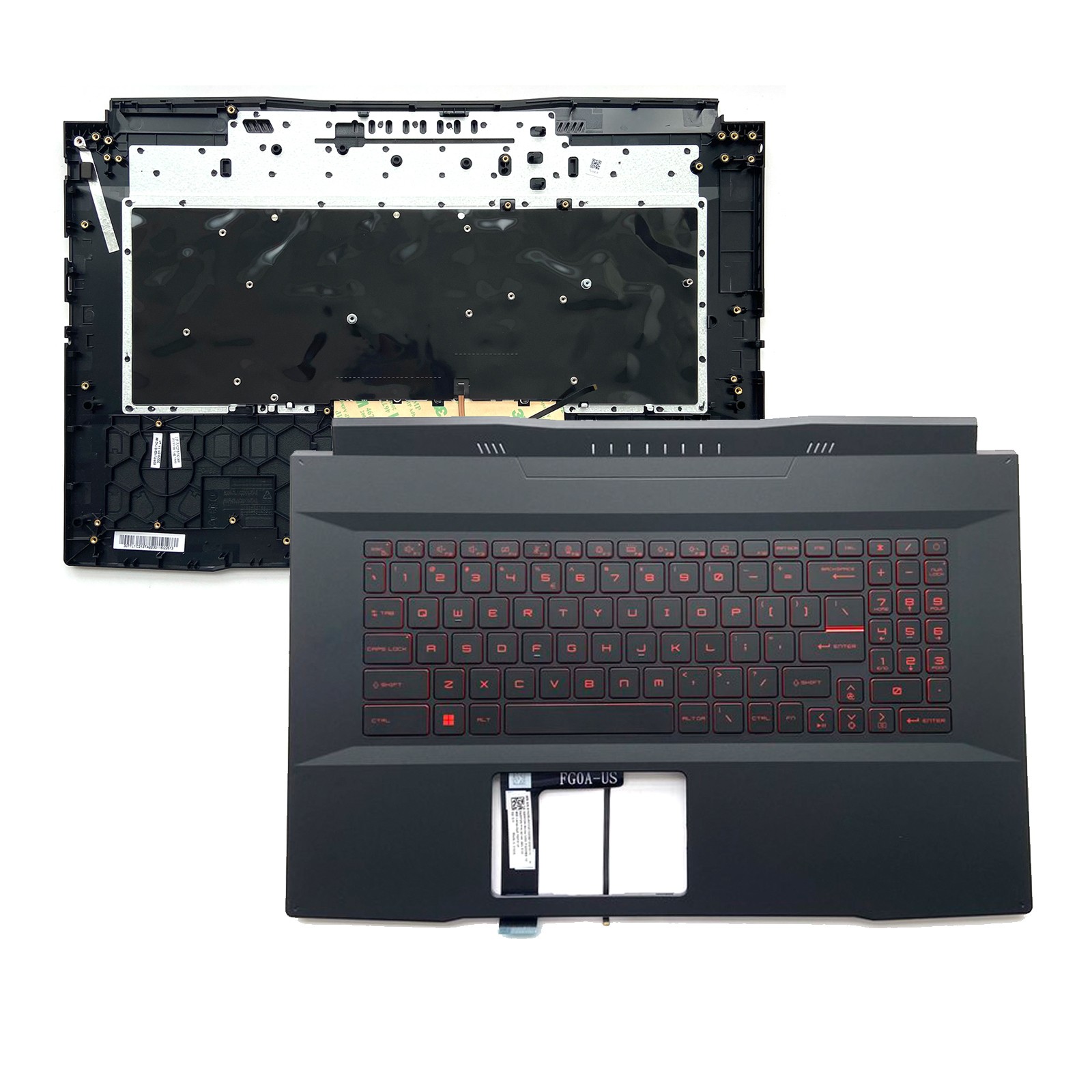 For MSI Katana GF76 MS-17L1 MS-17L3 Palmrest Cover Keyboard Full RED Backlit