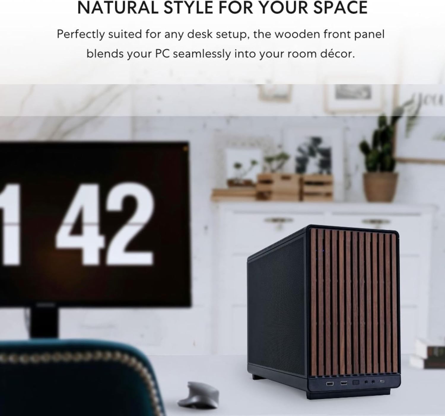 High Airflow Mini Tower Case with Stainless Steel Construction & Wood Front