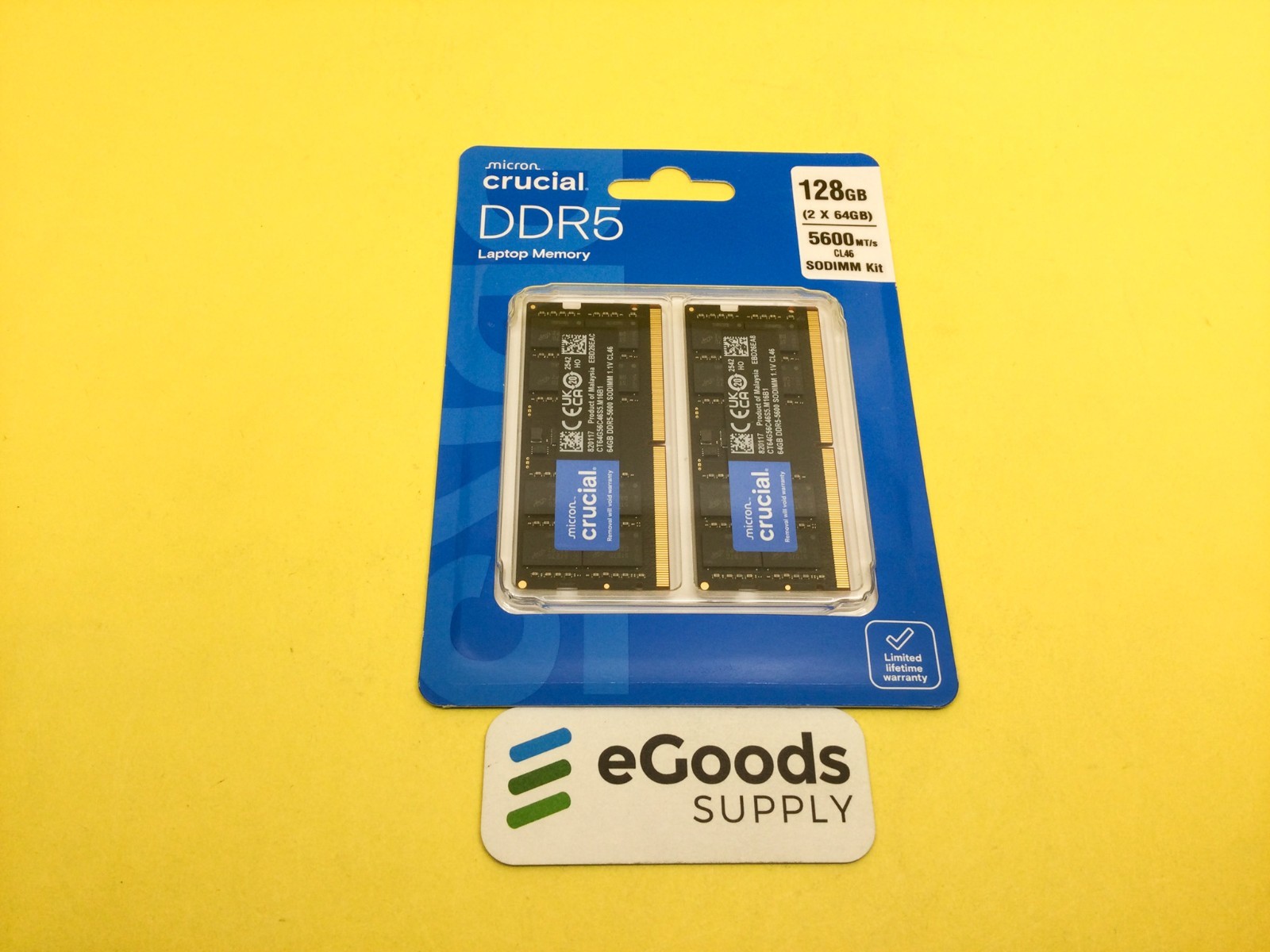 Crucial 128GB (2x64GB) DDR5 5600MHz Laptop Memory CT2K64G56C46S5 New Sealed