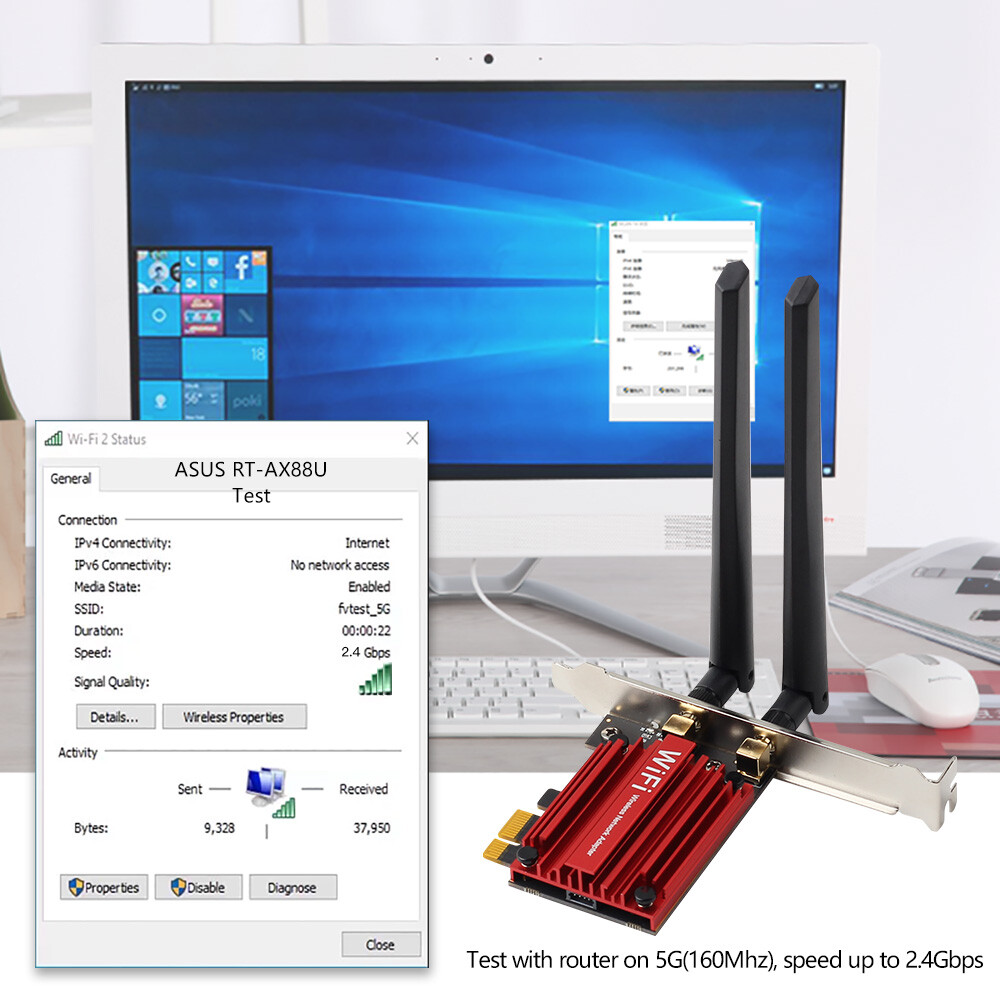 Desktop PCIE WiFi Card WiFi 6 Dual Band AX1800 Gaming Wireless Bluetooth Adapter