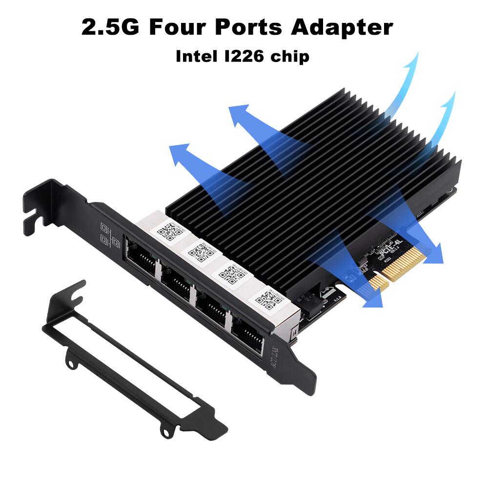 4 Port Gigabit NIC for Intel I226 Gigabit Ethernet PCI-E To RJ45 Network Adapter