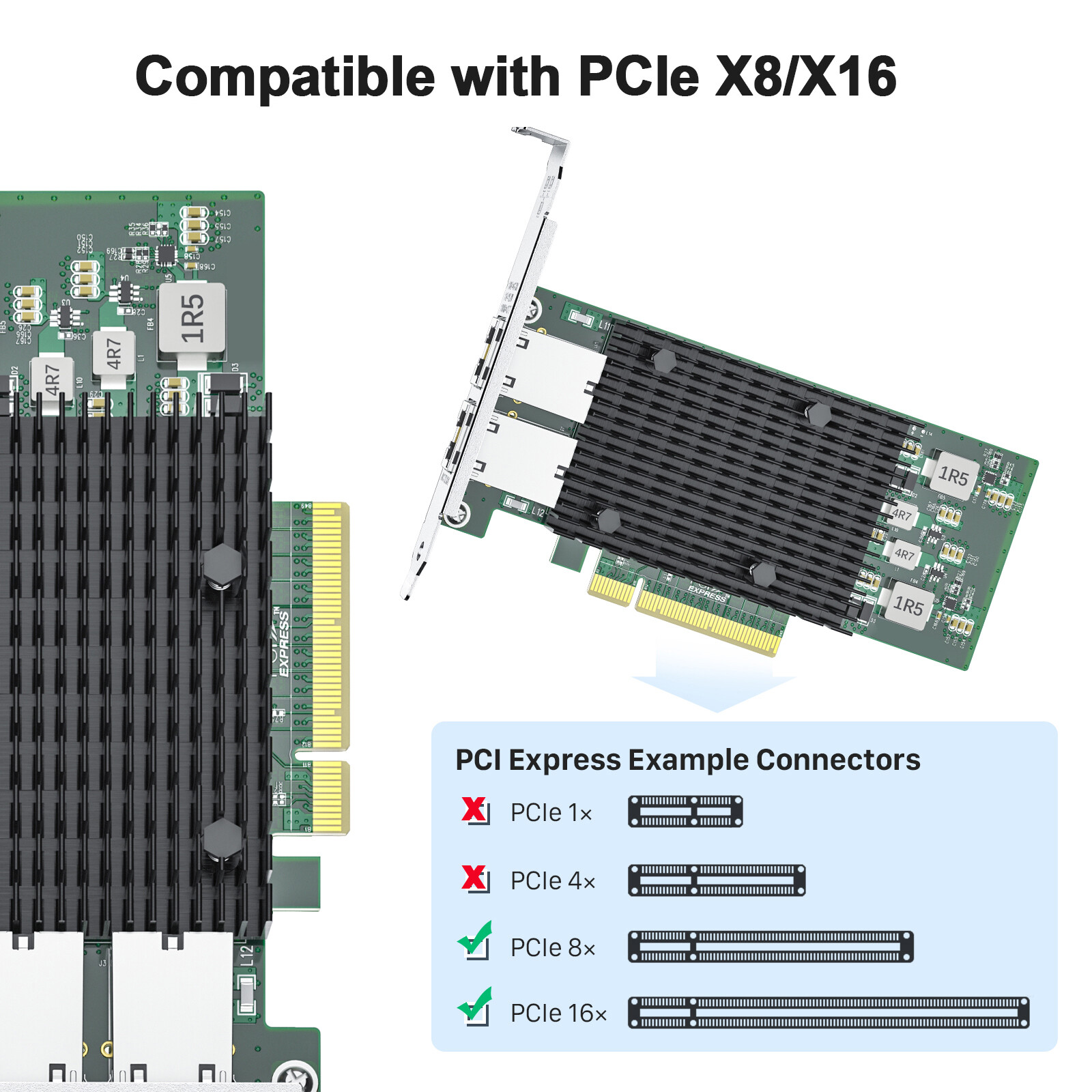 For Intel X540 T2 10GB Enternet Card Dual RJ45 Ports PCIe x8 10GB Network Card