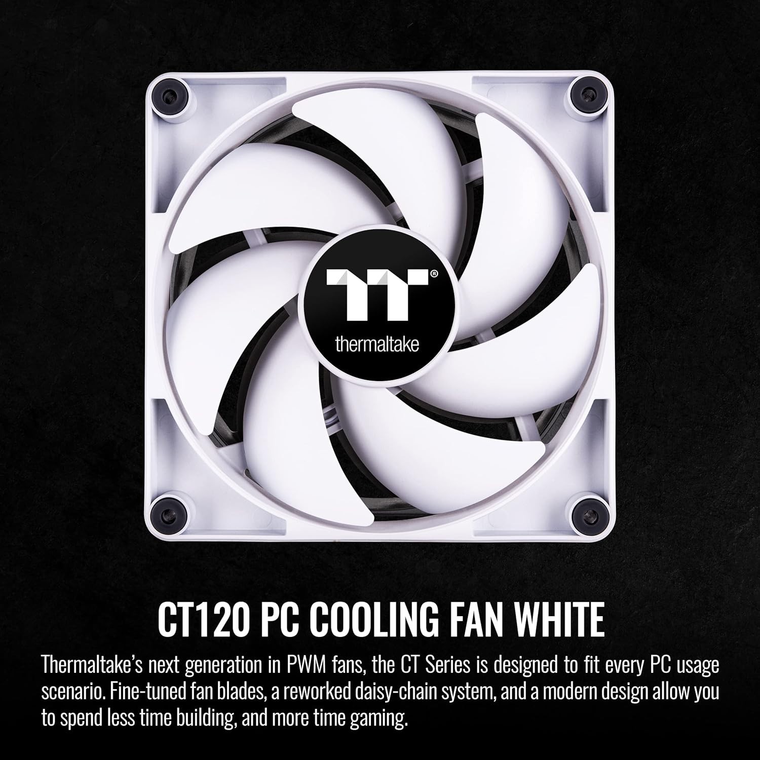 Thermaltake CT120 PC Cooling Fan White (2-Fan Pack)- CL-F151-PL12WT-A – NEW