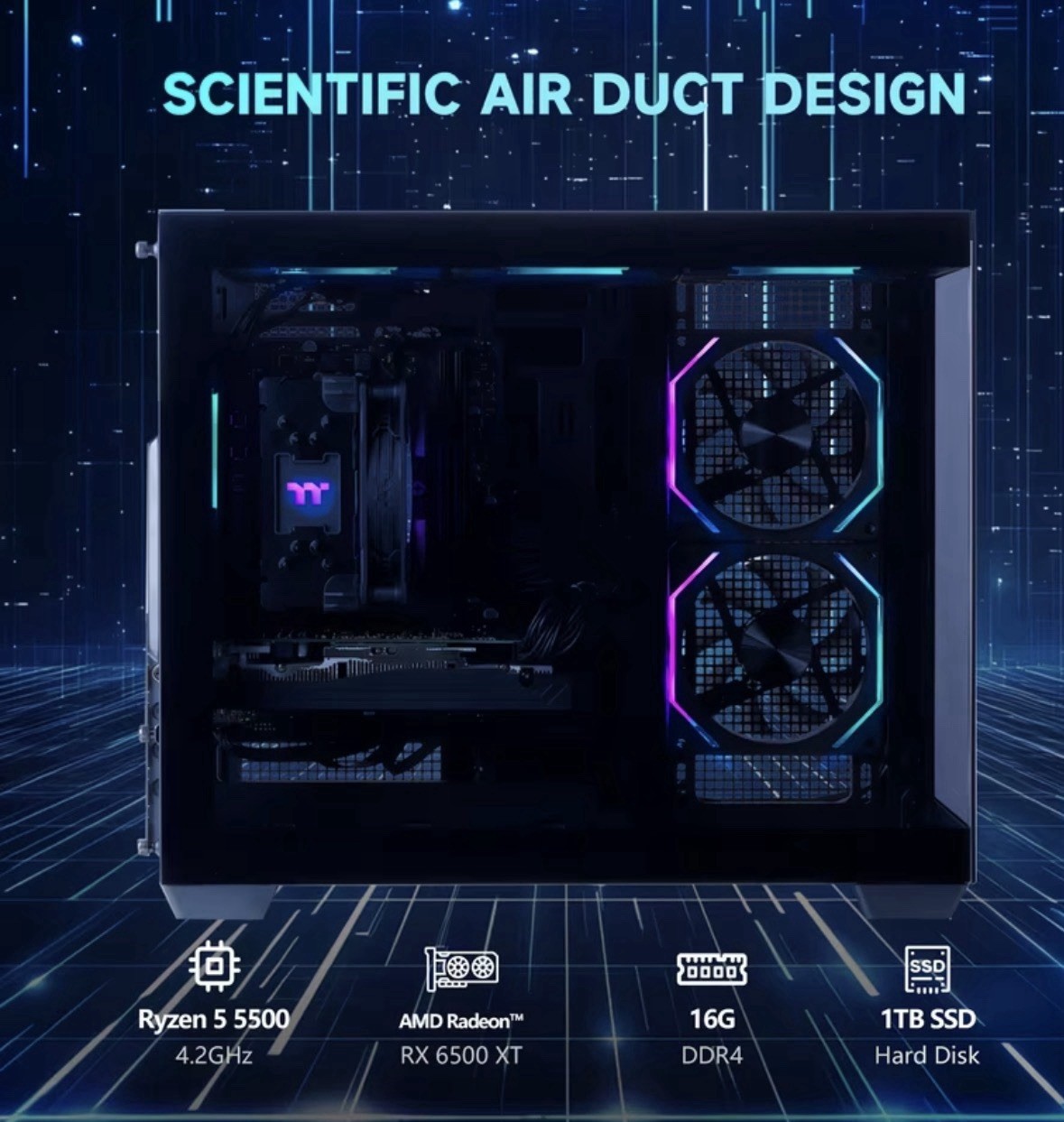 MLOONG X-Dragon ATX 3.0 Tempered Glass Case, Magnetic Filter, USB/Audio
