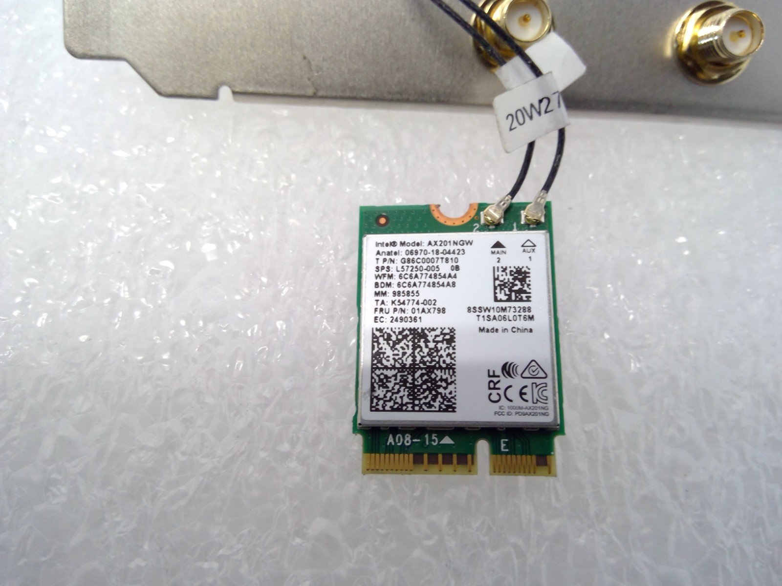 INTEL AX201NGW DUAL BAND Wi-Fi 5.0 AND 2.4GHZ + BLUETOOTH NETWORK CARD