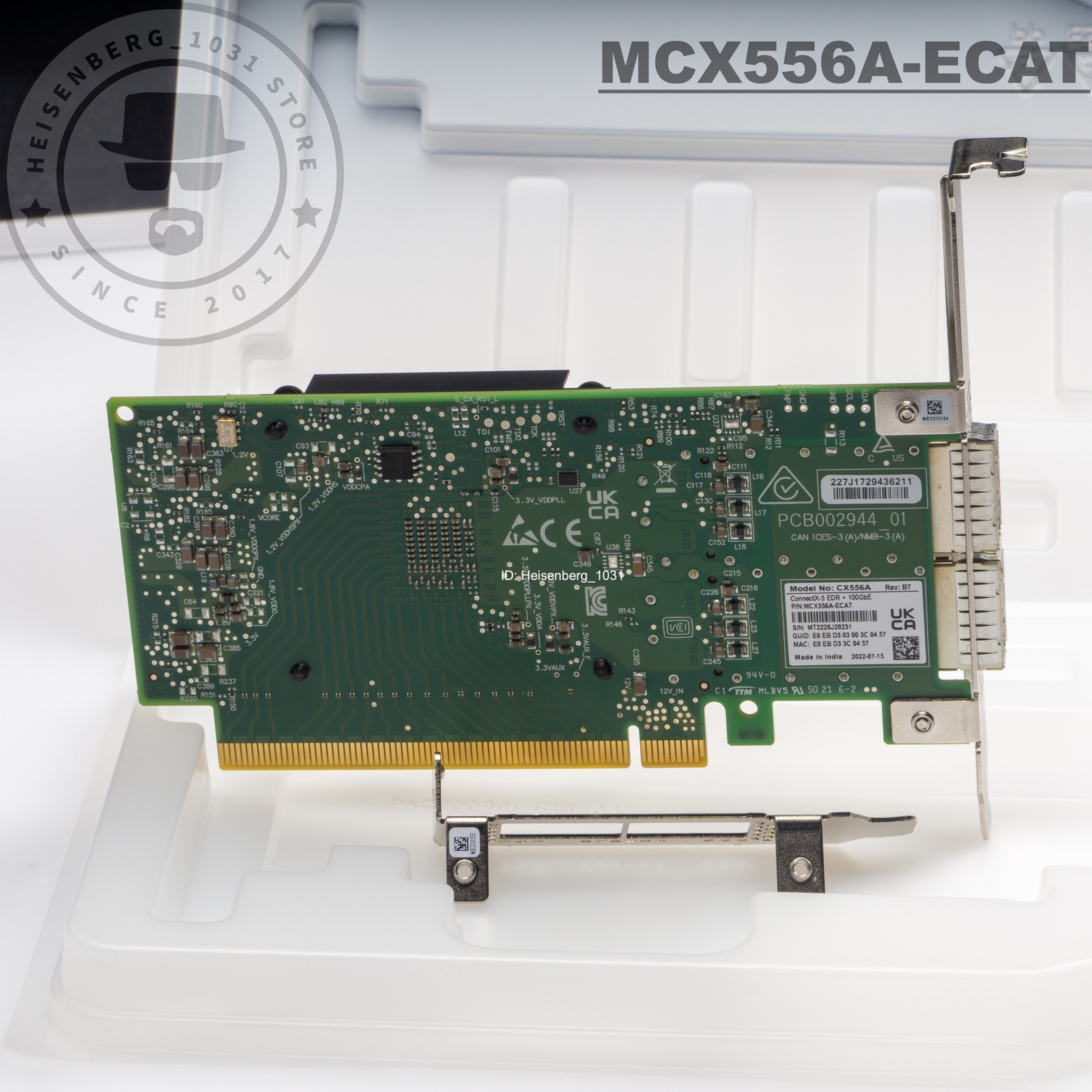 MCX556A-ECAT Mellanox ConnectX-5 VPI Adapter Card EDR IB 100GbE Dual-Port QSFP28