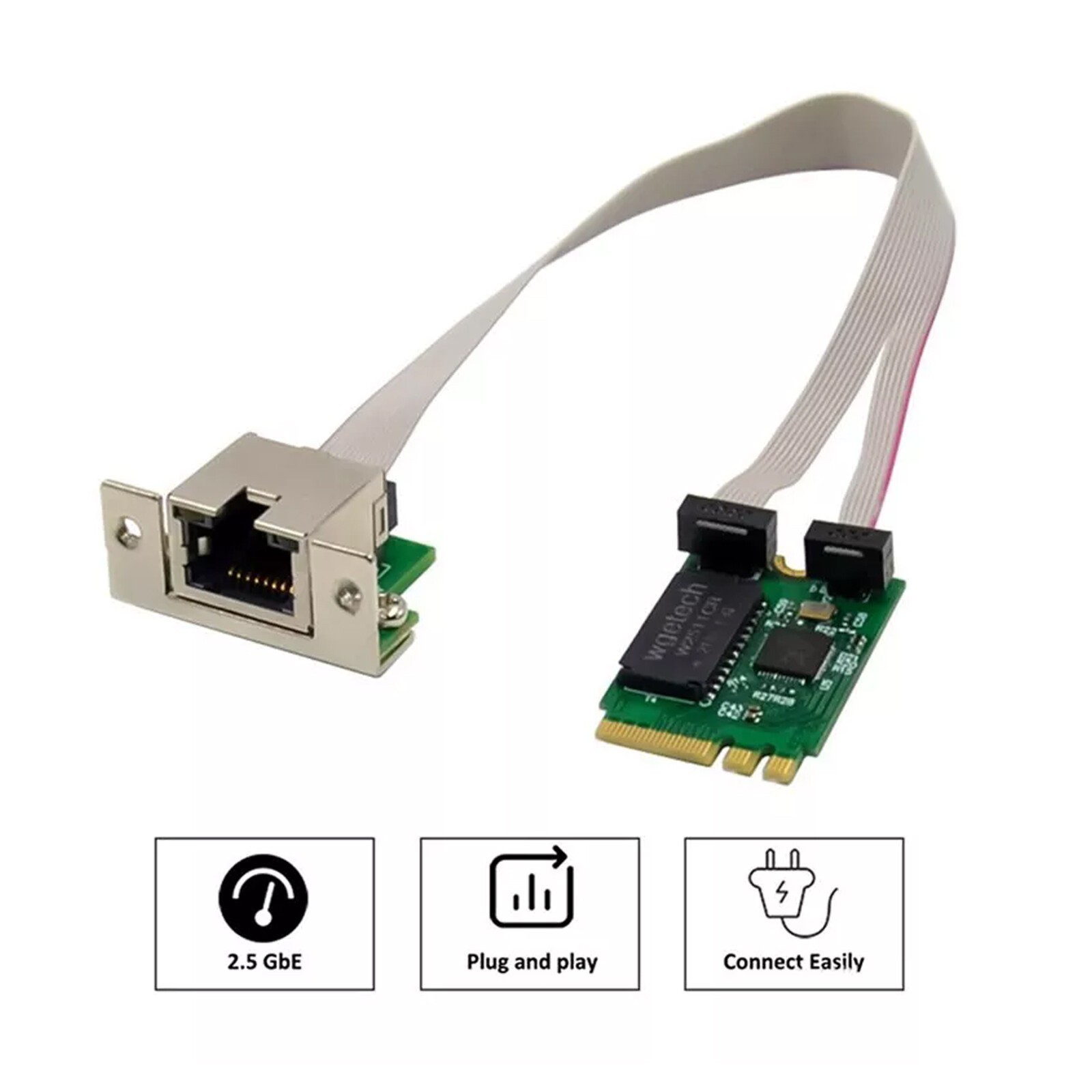 M.2 Key A+E 2.5G Gigabit Ethernet Network Lan Card 2500 Mbps RTL8125B Chipset