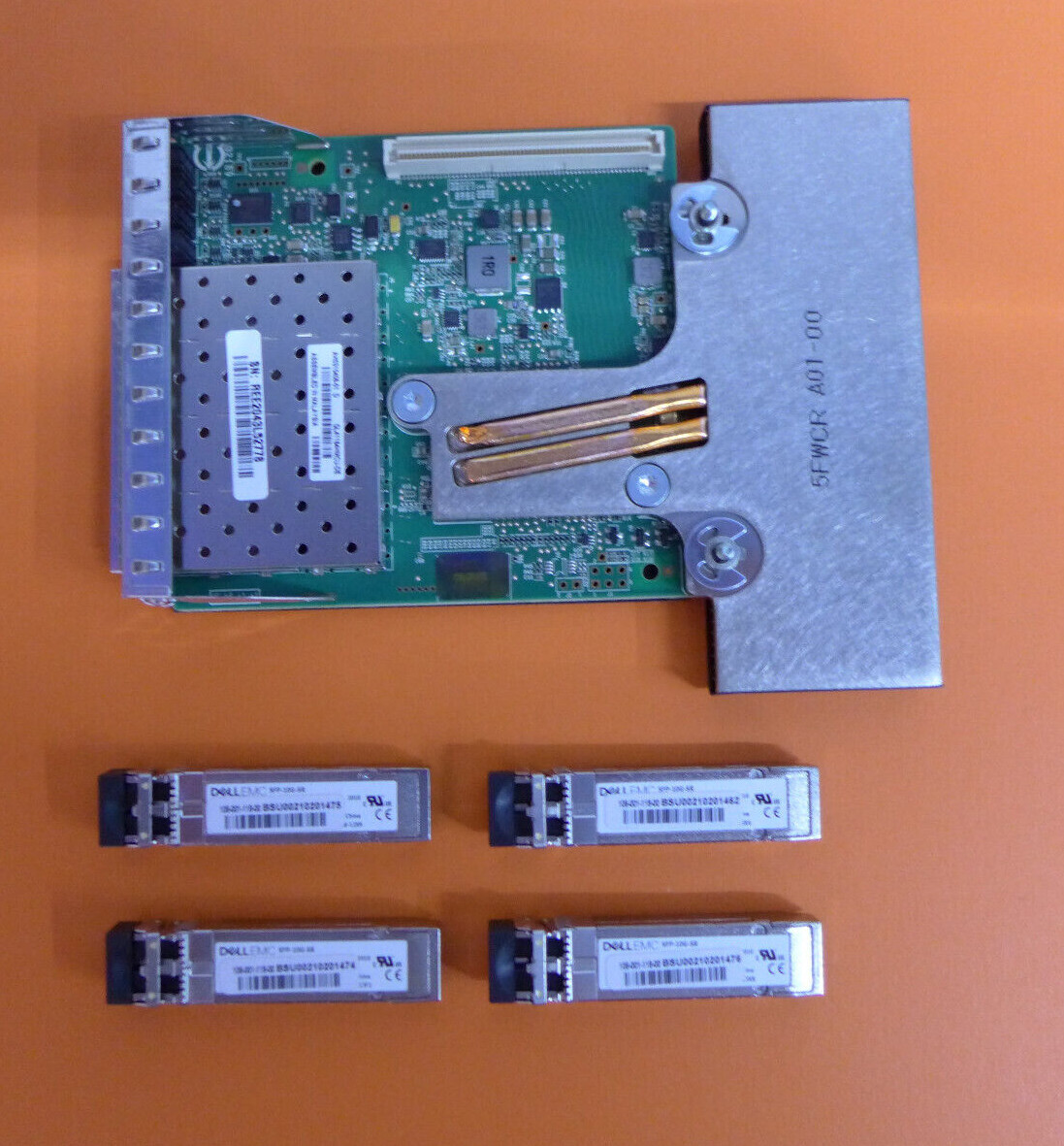 Qlogic QL41164 Quad Port Network Card w/ 4 10G SFP Transceivers Dell XVVY1