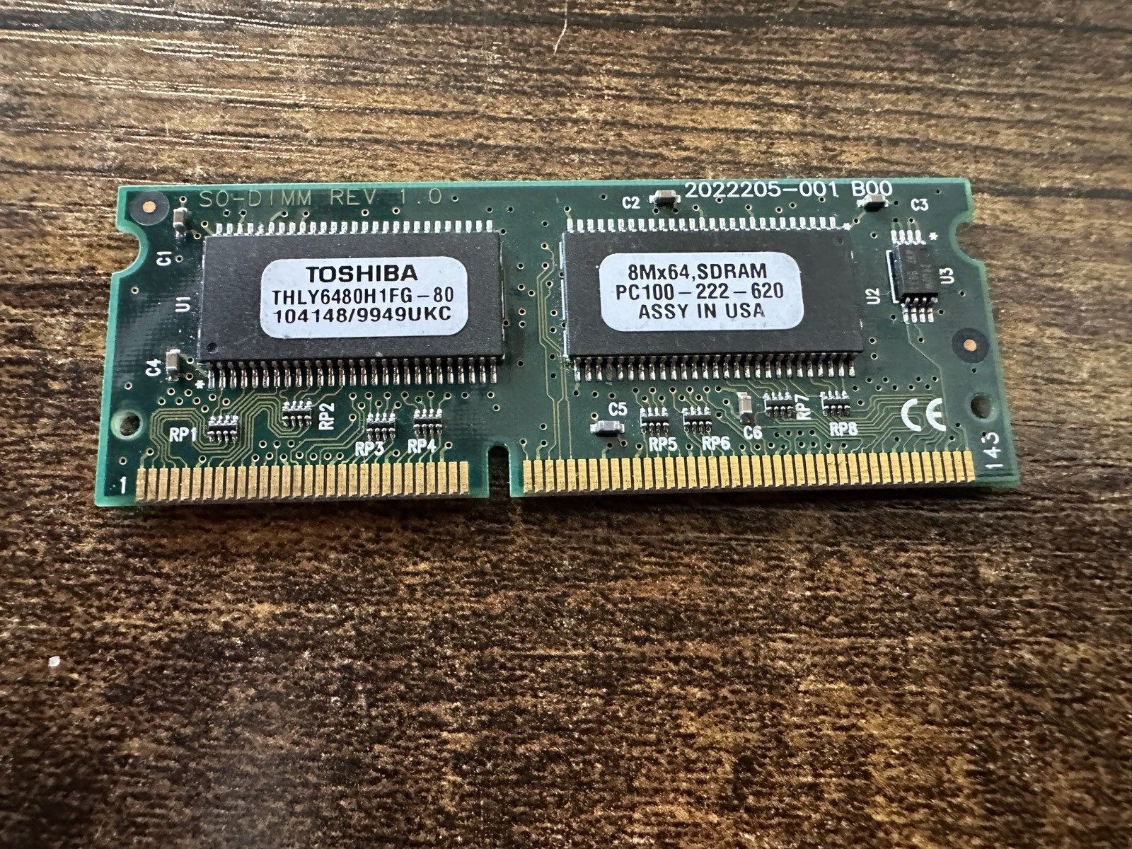 TOSHIBA LAPTOP MEMORY 8MX64 SDRAM PC100-222
