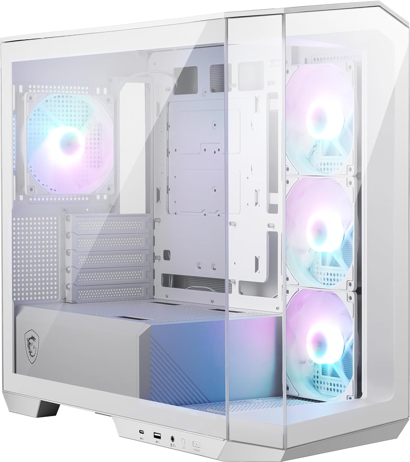 MSI MAG PANO M100R PZ White – Premium Mid-Tower Gaming PC Case – ARGB 120Mm Fans