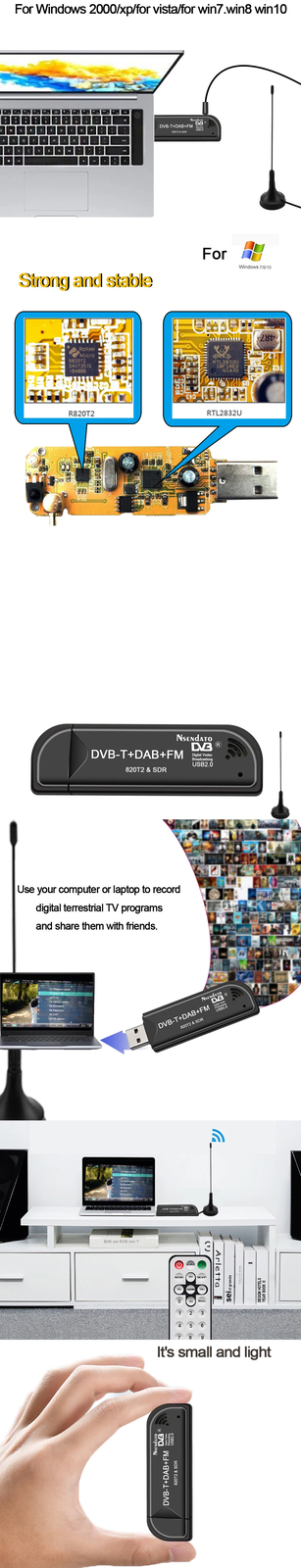 USB2.0 Digital DVB-T SDR+DAB+FM HDTV TV Tuner Receiver Stick HE RTL2832U & R820T