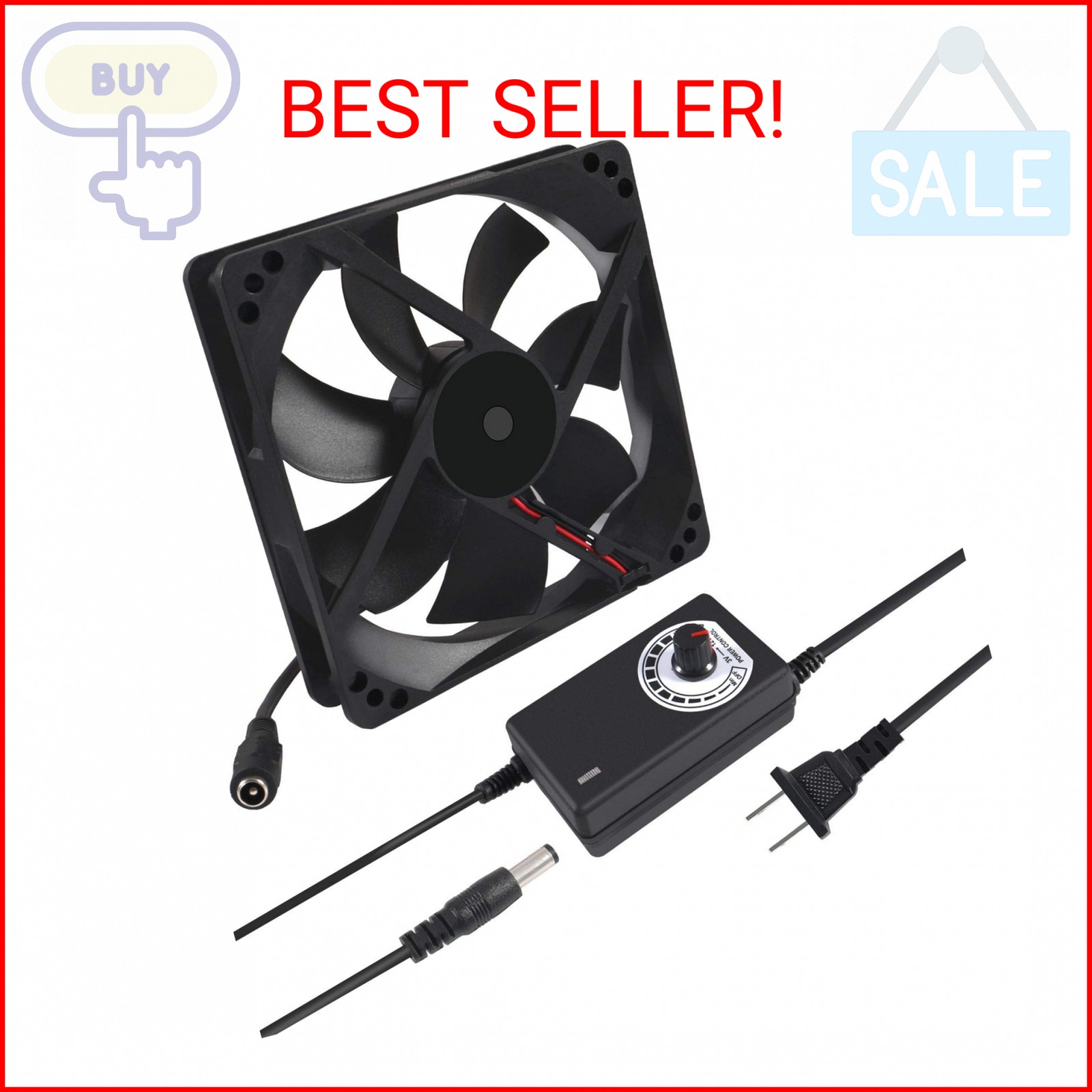 120mm x 25mm 110V 220V AC Powered Cooling Fan with Speed Controller 3V to 12V, 1