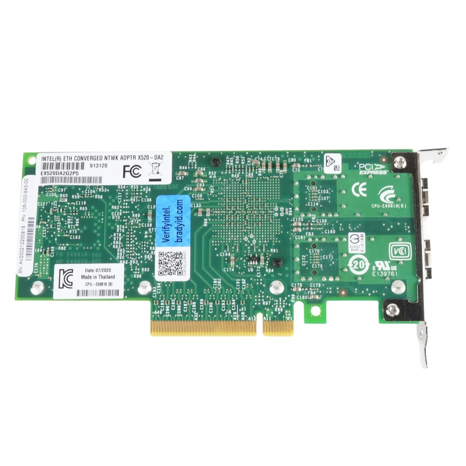Intel EX520DA2G2P5 X520-DA2 Dual Port 10Gb PCI-E 2.0 x8 Ethernet Network Adapter