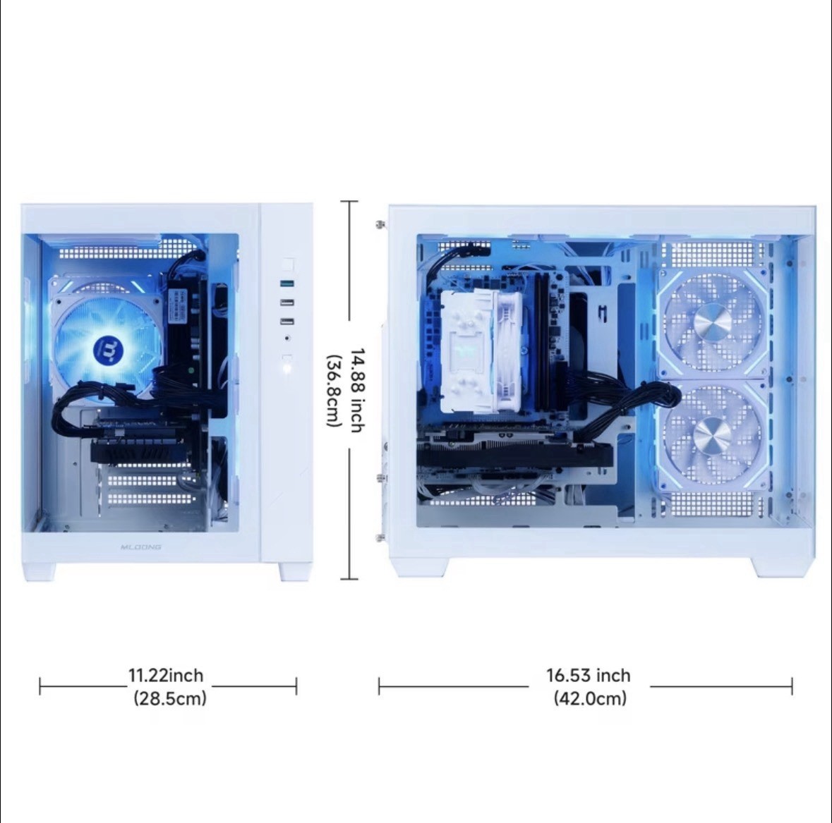 MLOONG X-Dragon ATX 3.0 Tempered Glass Case, Magnetic Filter, USB/Audio