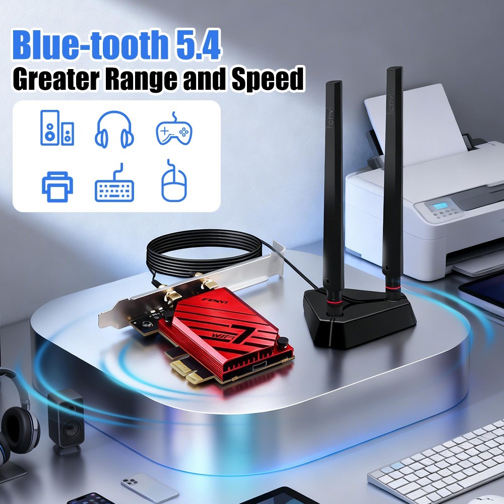 FENVi BE6500 PCIe WiFi 7 Card Bluetooth5.4 Tri-Band 6G/5G/2.4G 802.11be Win10/11