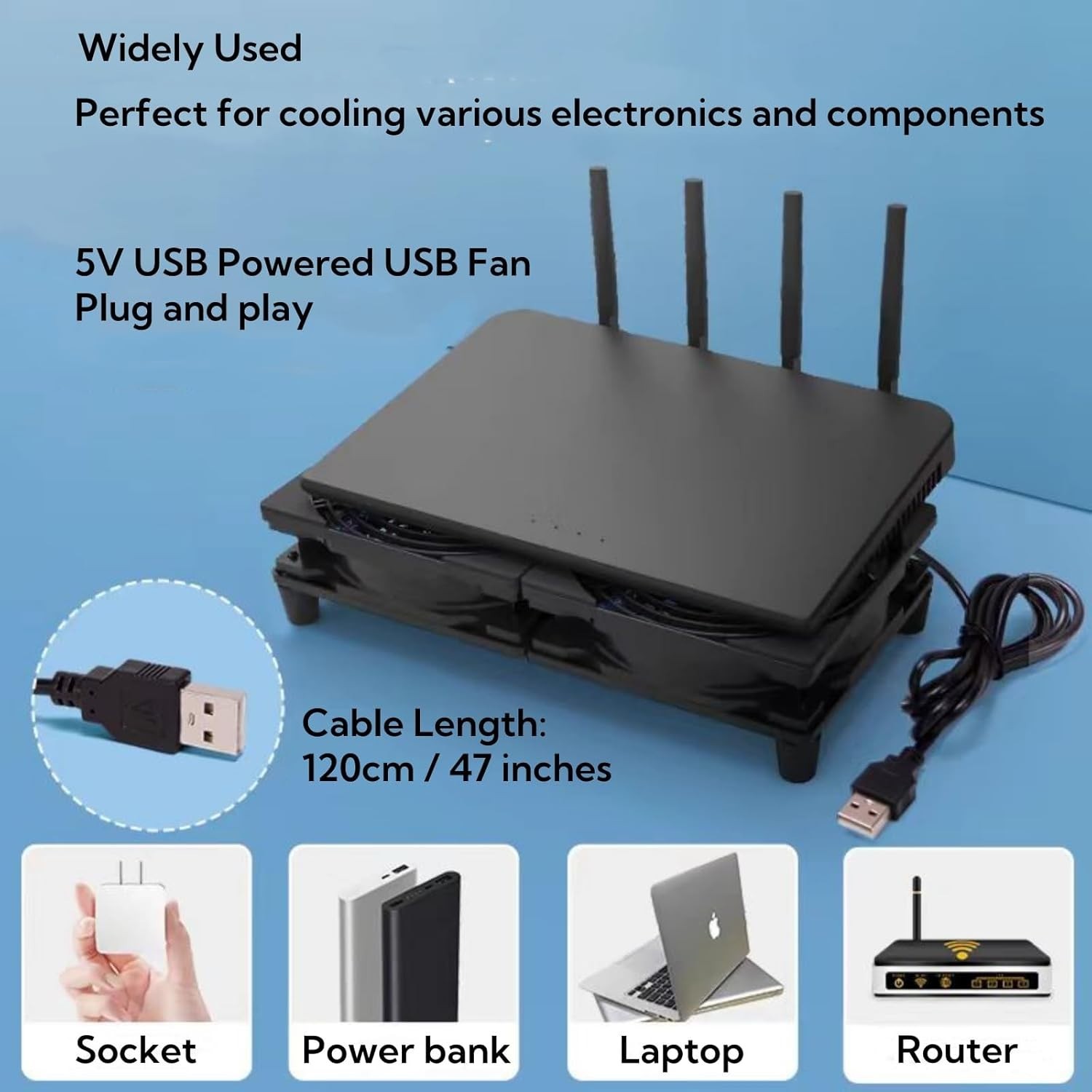 Portable 5V USB Powered Cooling Fan Set – 4 Individual Fans for Maximum Airflow