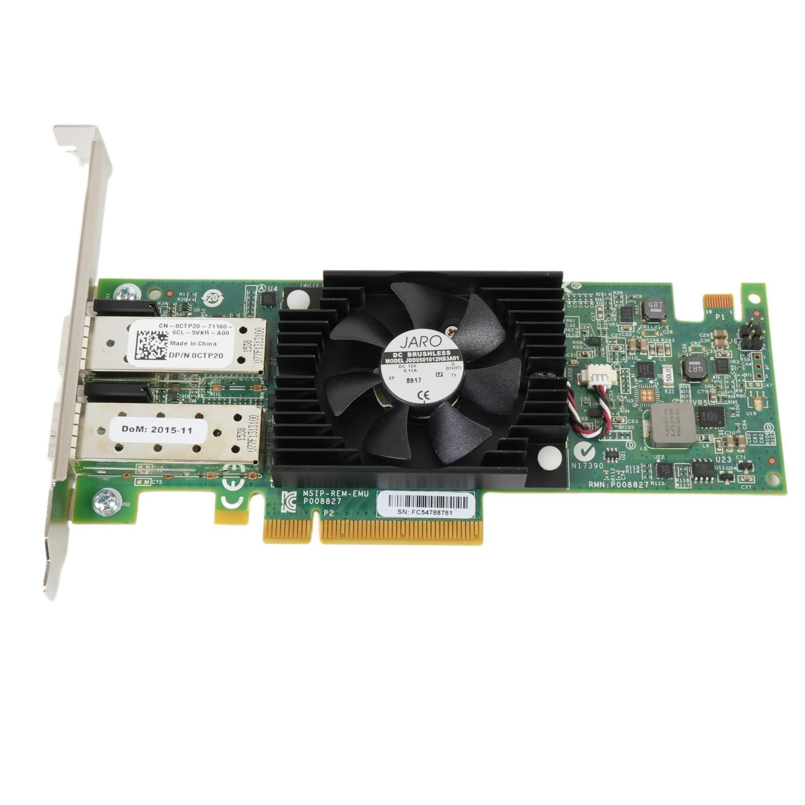 Lot 10x Dell CTP20 Emulex OneConnect OCe14102-U1-D 2P 10GbE SFP+ PCIe 3.0 x8 CNA