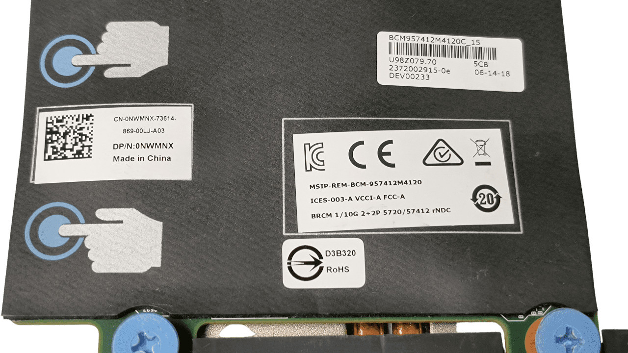 Dell Broadcom 57412 2x 10GB SFP 2x 1GB RJ-45 Network Daughter Card NWMNX