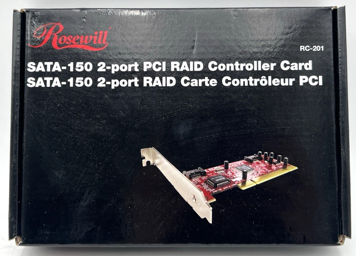 (2) ROSEWILL RC-201 SATA-150 PCI RAID CONTROLLER CARD 2-PORT
