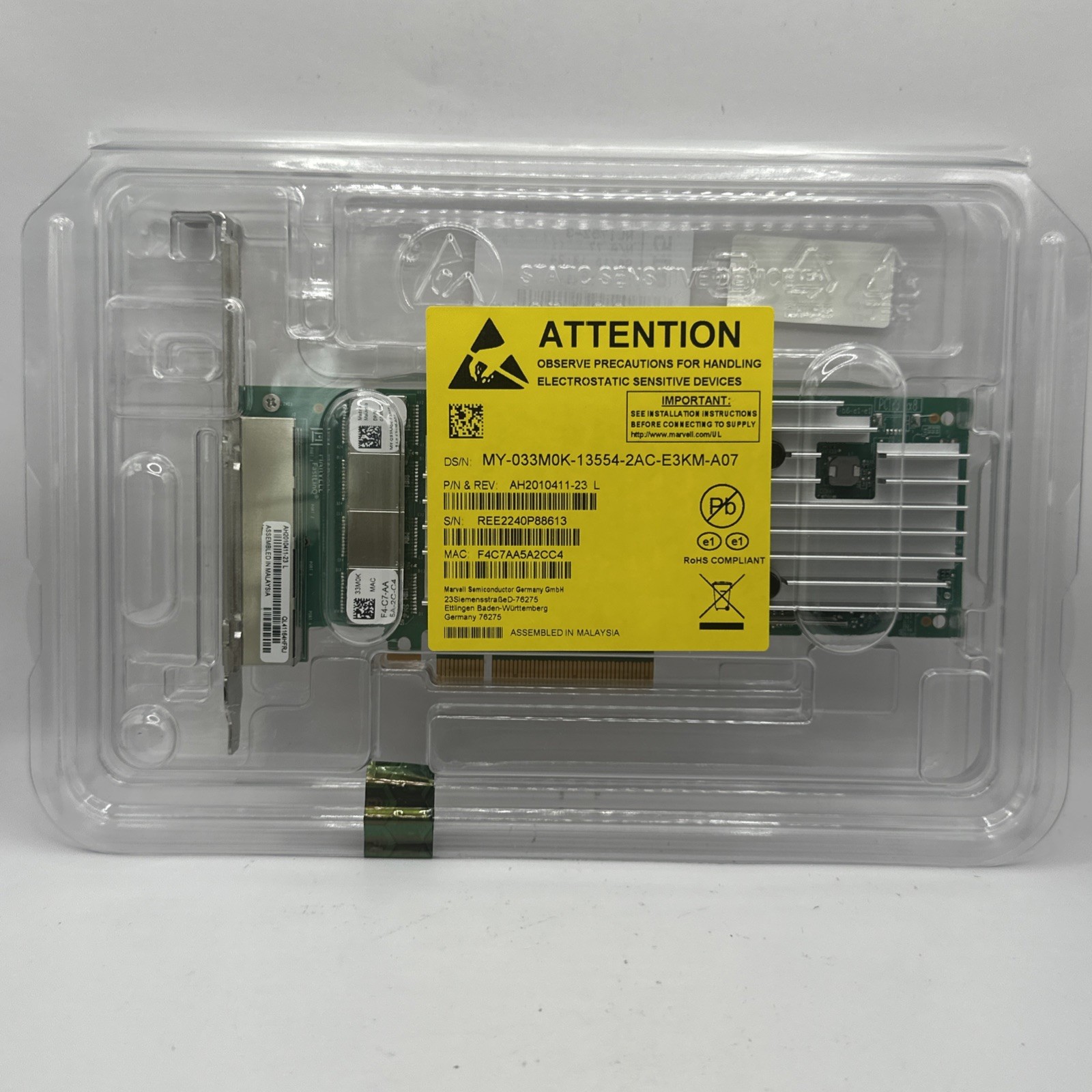 Marvell QL41164HFRJ Quad Port 10GbE RJ-45 10GBase-T Network Card 33M0K