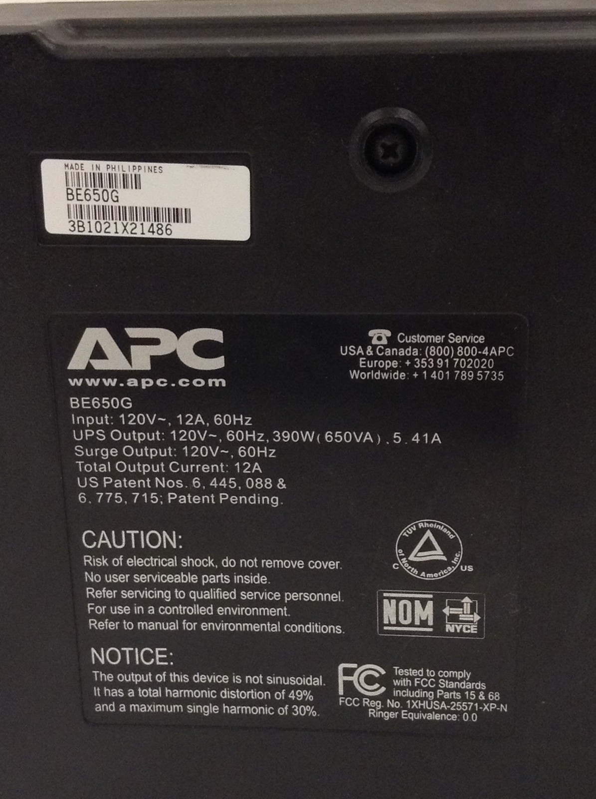 APC Back-UPS ES 650 BE650G 650VA 390W Uninterruptible Power Supply No Batt QTY