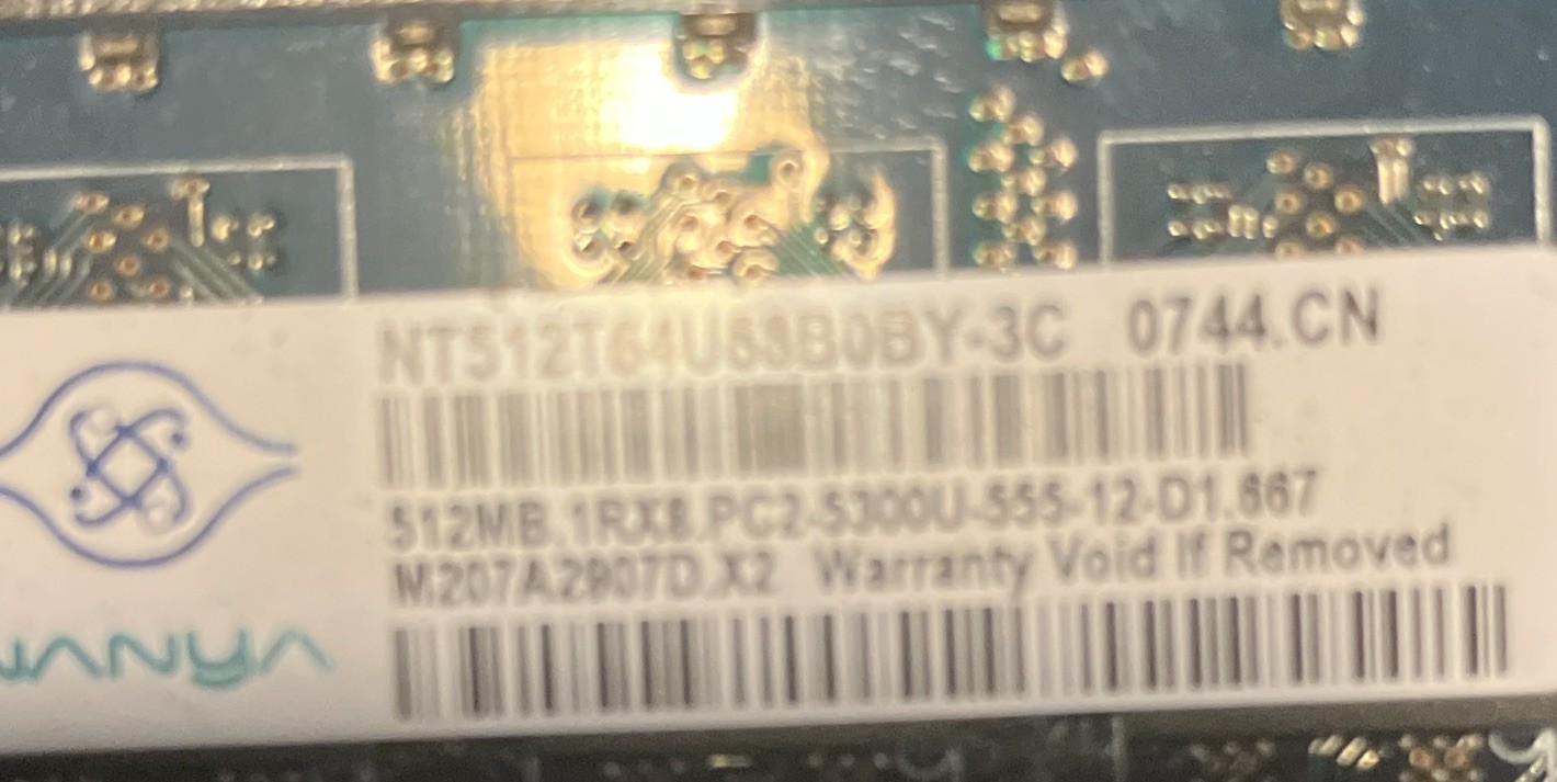 Nanya 512MB DDR2-667 PC2-5300U 240-Pin DIMM Unbuffered RAM NT512T64U88B0BY-3C