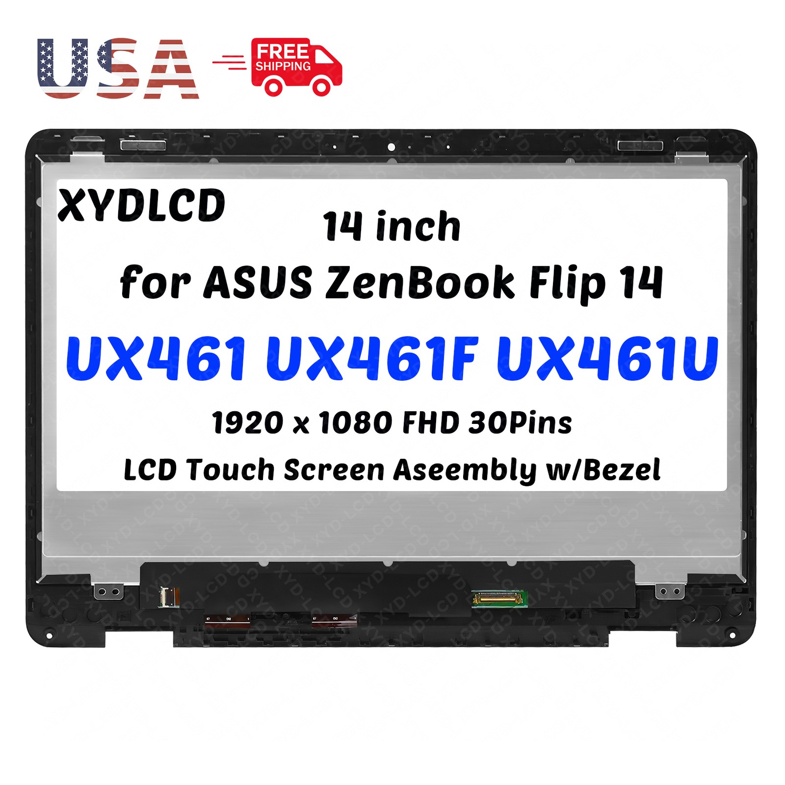14in for ASUS ZenBook Flip 14 UX461 UX461U FHD LCD Touch Screen Display Assembly