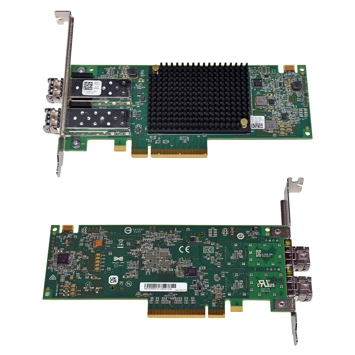 DELL Emulex LPE35002 0PD89Y Dual Port FC 32G SFP+ PCIe x8 FP 2x Mini GBIC