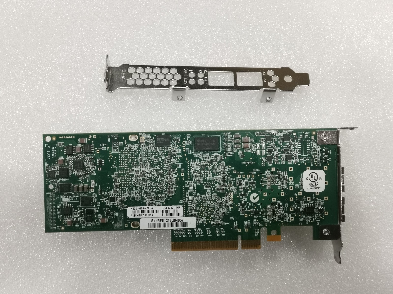 HP NC523SFP QLE3242-HP Dual Port 10Gb Ethernet 10GbE SFP+ PCI-E NIC Network