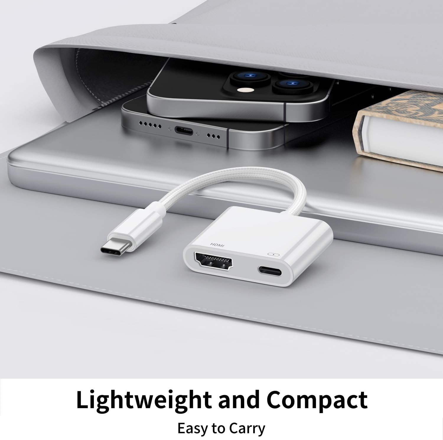 USB C to HDMI Adapter for iPhone 17/16/15 TV, Type C 4K@30Hz, White