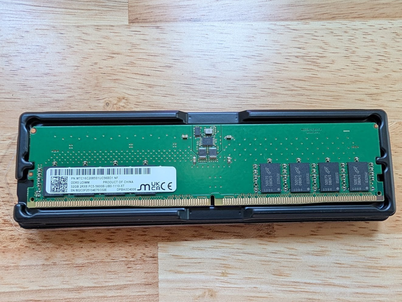 Micron DDR5 SDRAM UDIMM 32GB PC5-5600B 288-Pin MTC16C2085S1UC56BD1
