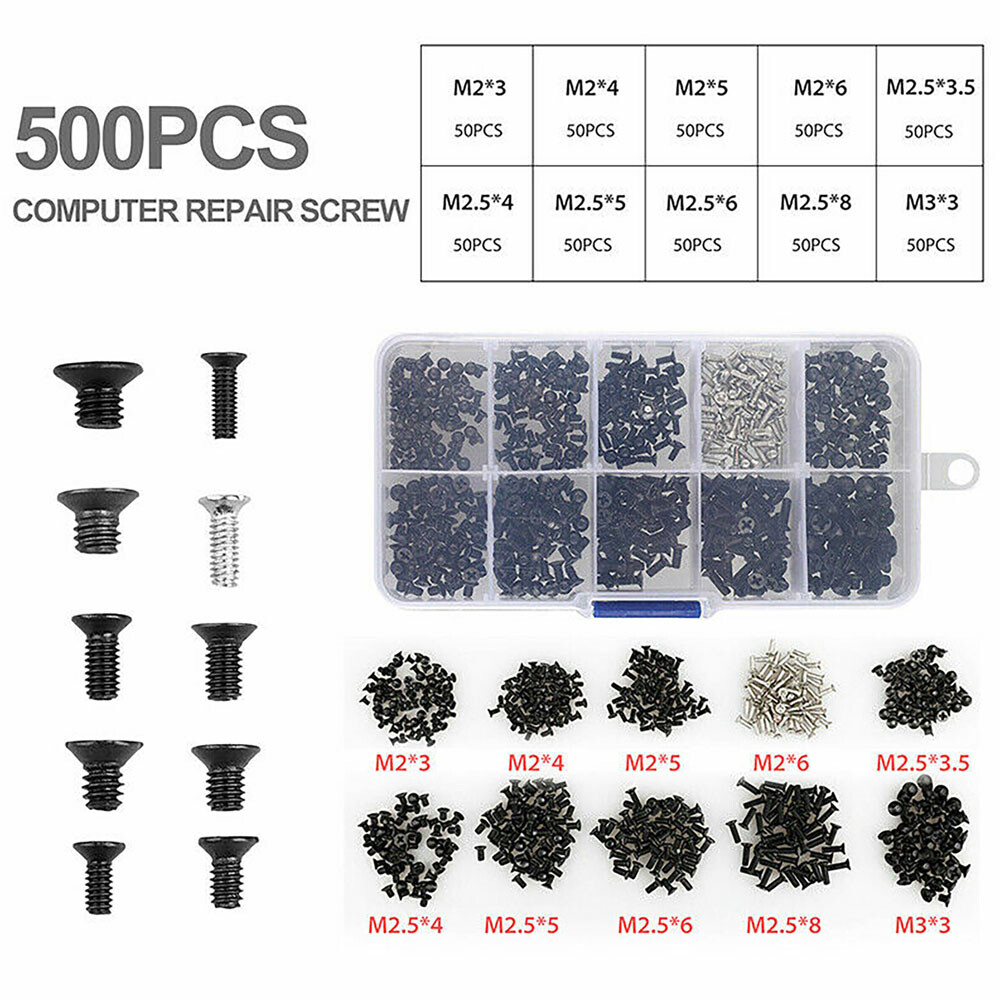 500Pcs Computer Laptop Screw Set Kit for HP Dell Lenovo Samsung Sony Notebook