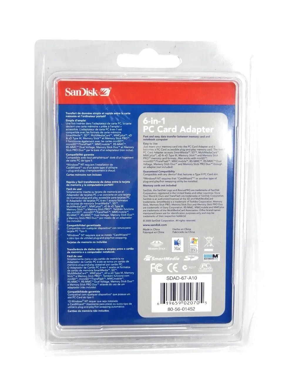 SanDisk 6-in-1 PC Card Adapter SDAD-67-A10 – Free Shipping