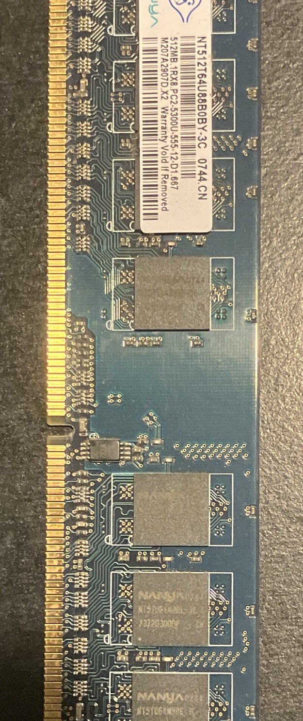 Nanya 512MB DDR2-667 PC2-5300U 240-Pin DIMM Unbuffered RAM NT512T64U88B0BY-3C
