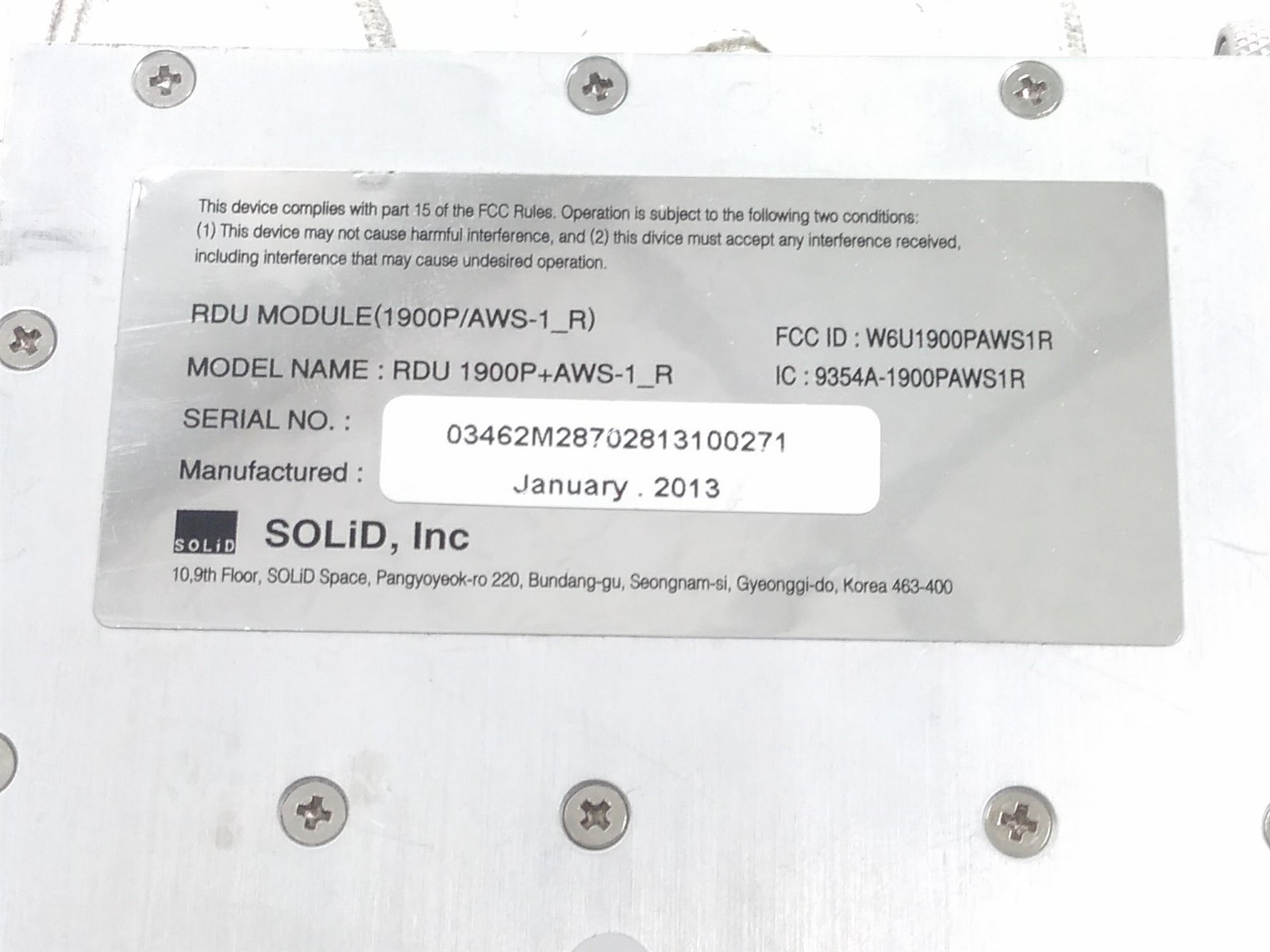 SOLiD AWS+1900P RDU 1900P+AWS-1_R SMDR-NH124 Module See Description For Parts