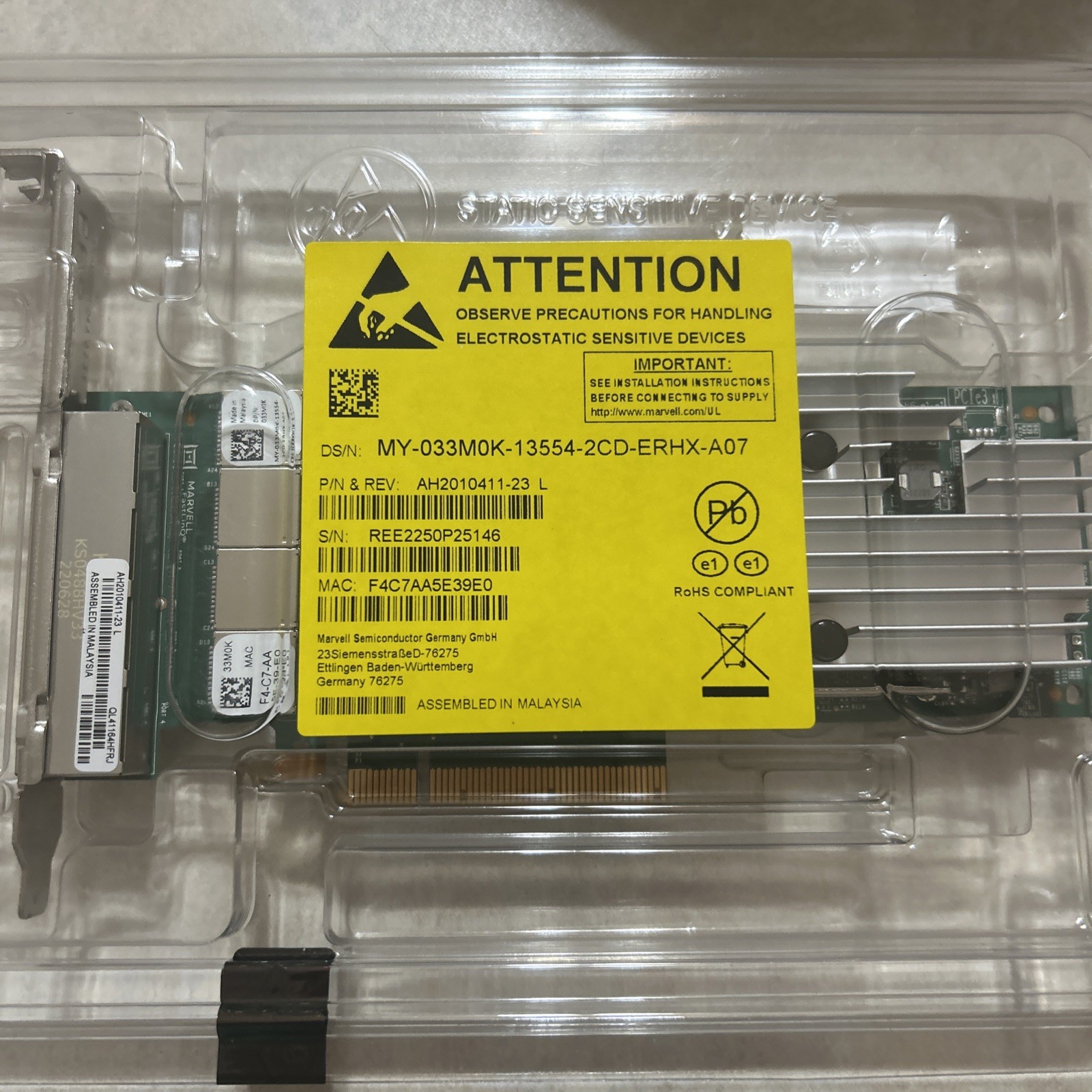 Dell Marvell QLogic FastlinQ QL41164 Quad Port 10Gb RJ45 CNA FH (33M0K)