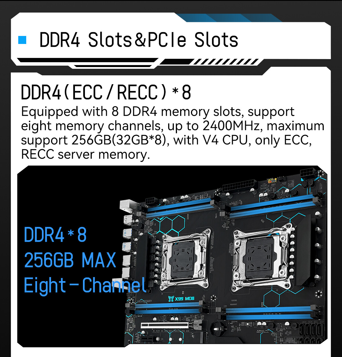 MACHINIST X99 Dual CPU Motherboard LGA 2011-3 DDR4 NVME M.2 8 RAM for Xeon V3 V4