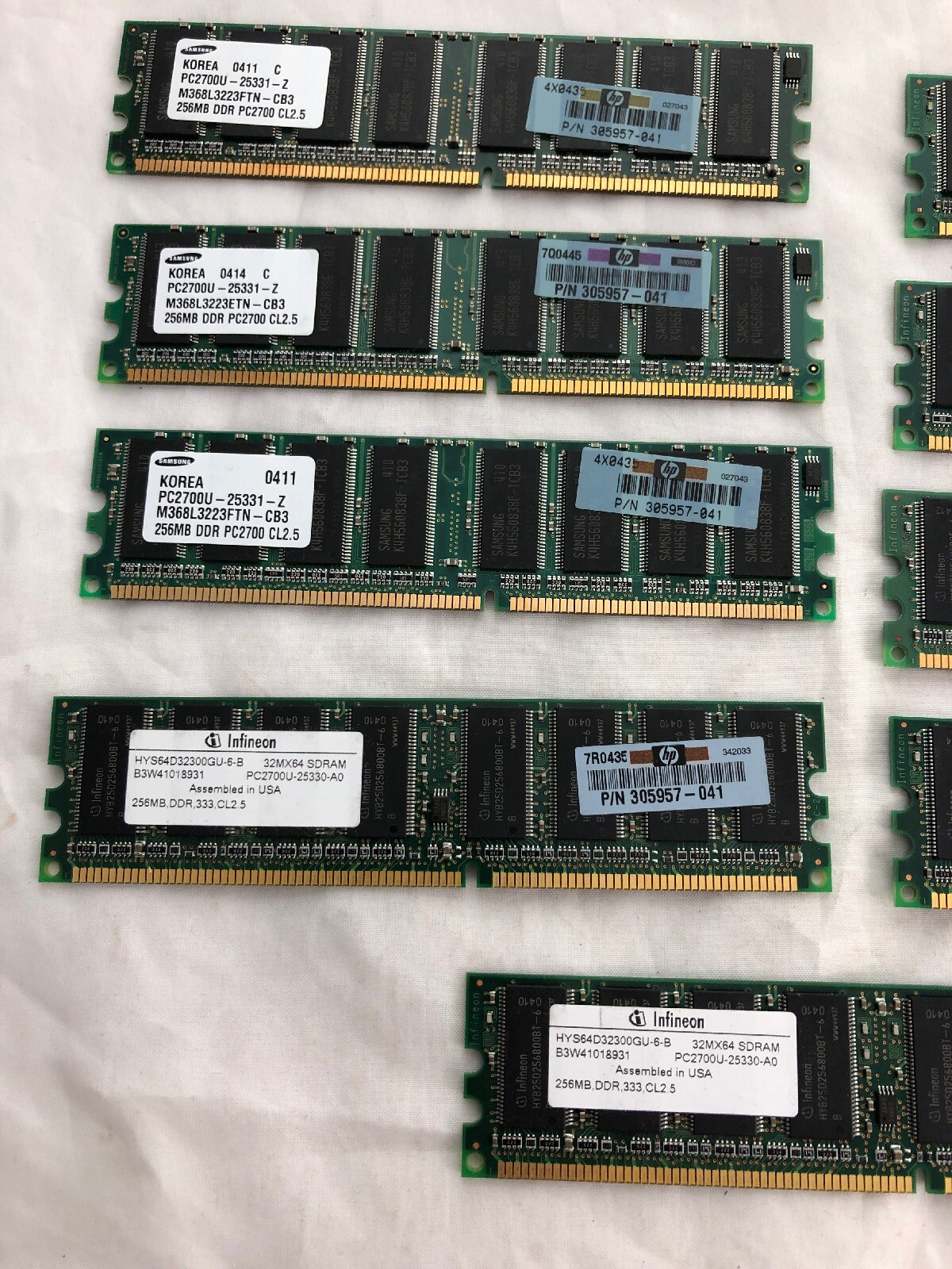 256MB DDR – SDRAM PC2700 333 CL2.5 MEMORY Samsung HP P/N 305957 305956 Warranty