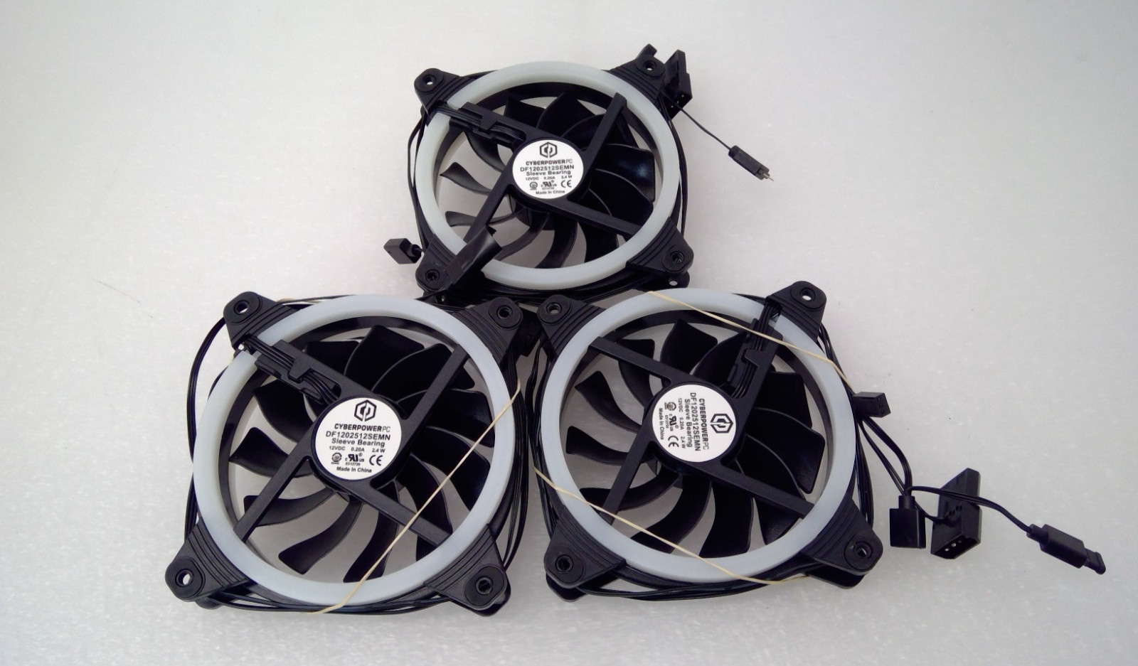 Lot of 3 CyberPower PC Case Cooling Fan 120mm DF1202512SEMN 12VDC 0.2A