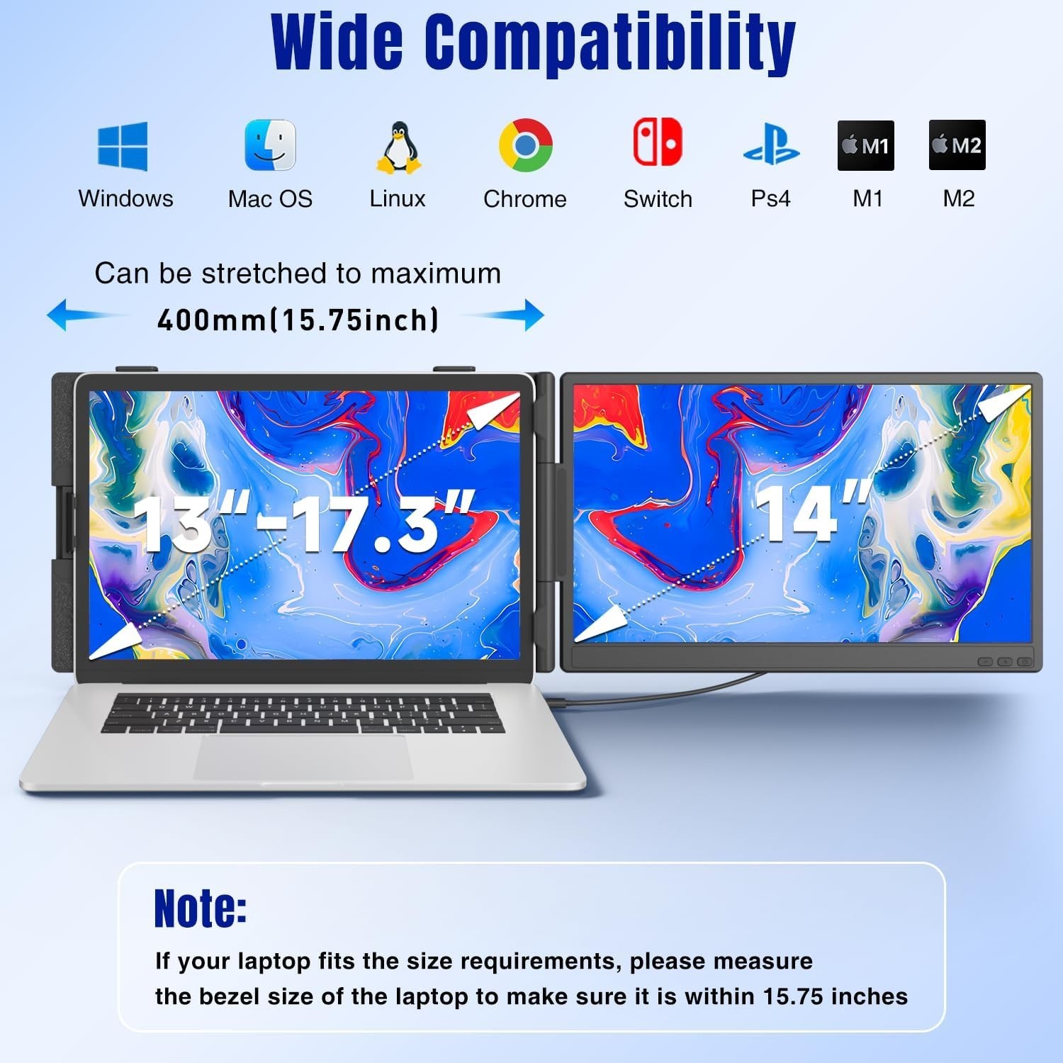Foldable 14” Laptop Screen Extender – Enhance Productivity with HD Clarity