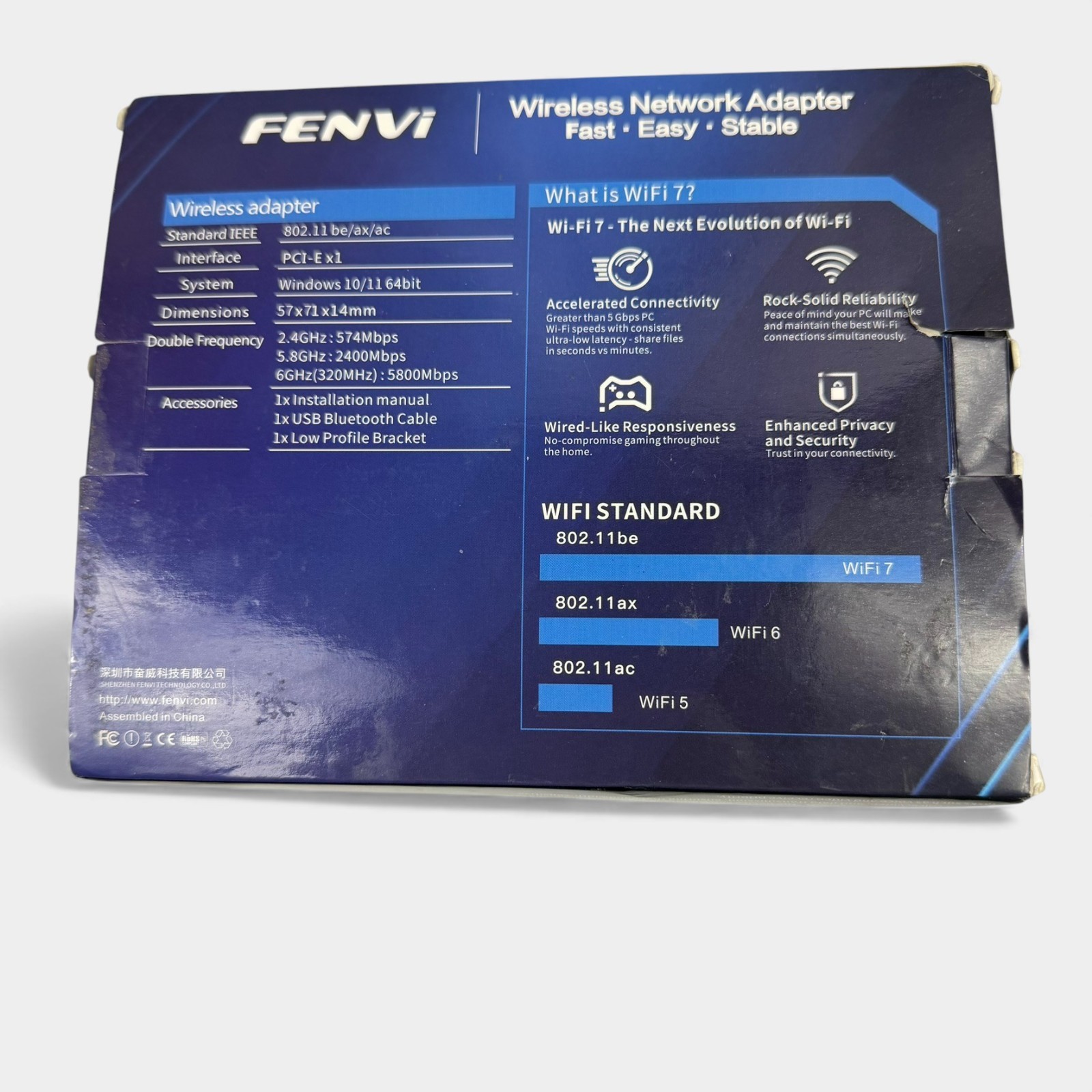 Fenvi Wi-Fi 7 PCIe Wireless Network Adapter 802.11be/ax/ac 2.4G 5G 6G NOB